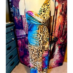Leopard tropical maxi dress